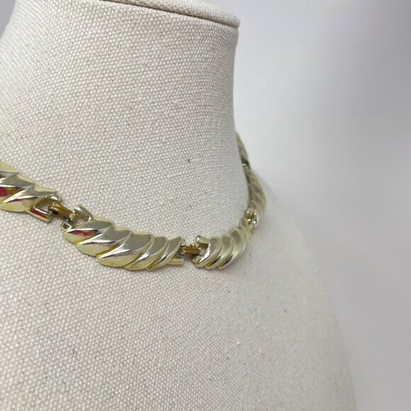 Vintage Choker‎ Necklace Silver-Tone Chunky Retro Simple Geometric - Picture 2 of 8